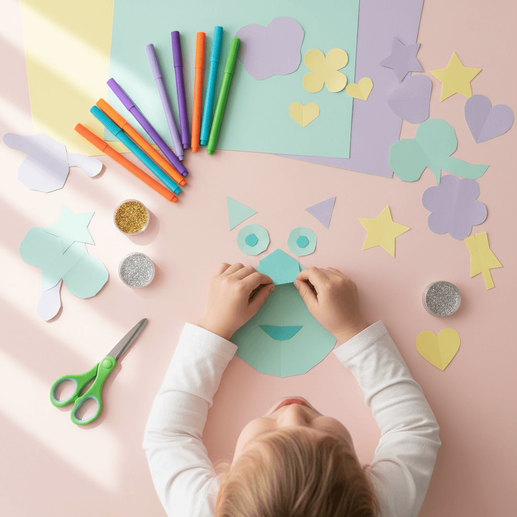 Children crafting with natural materials outdoors